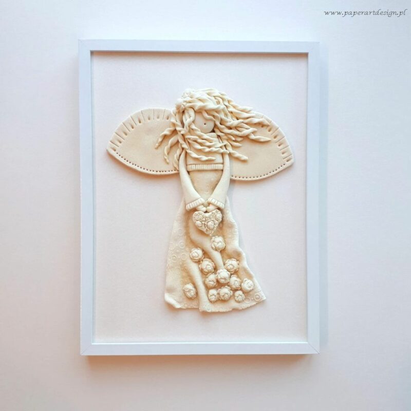Anioł z sercem w ramie obraz 3D prezent na dzień matki