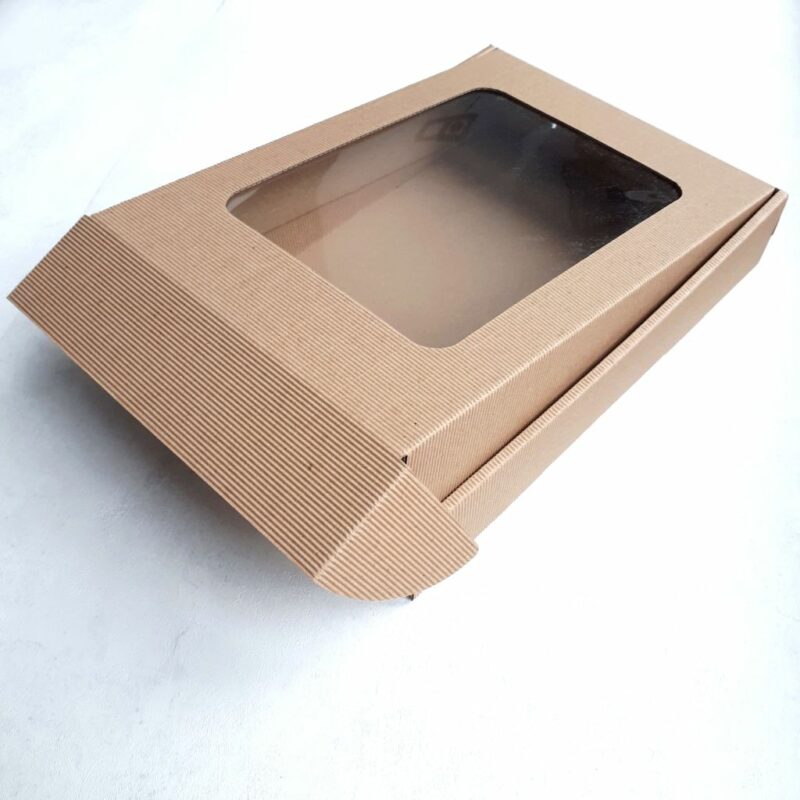pudełko fasonowe eko prążek okno 33x20x8