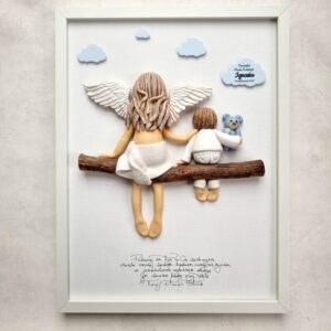 prezent na chrzest dla chłopca, pamiątka chrztu, rękodzieło, obraz 3d