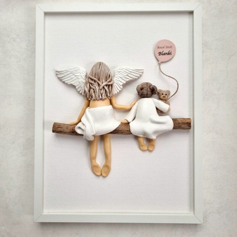 prezent na chrzest dla dziewczynki, anioł stróz, obraz 3d